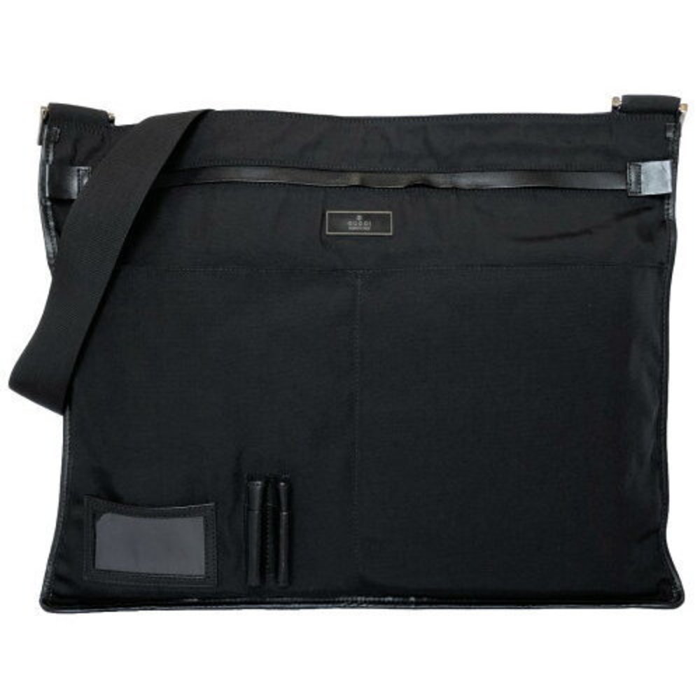 Gucci shoulder bag black plain nylon messenger logo crossbody